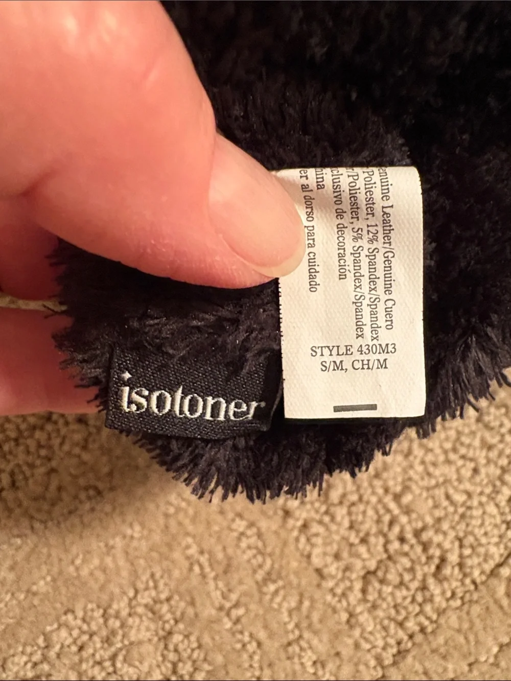 isotoner Black Leather and Polyester Gloves